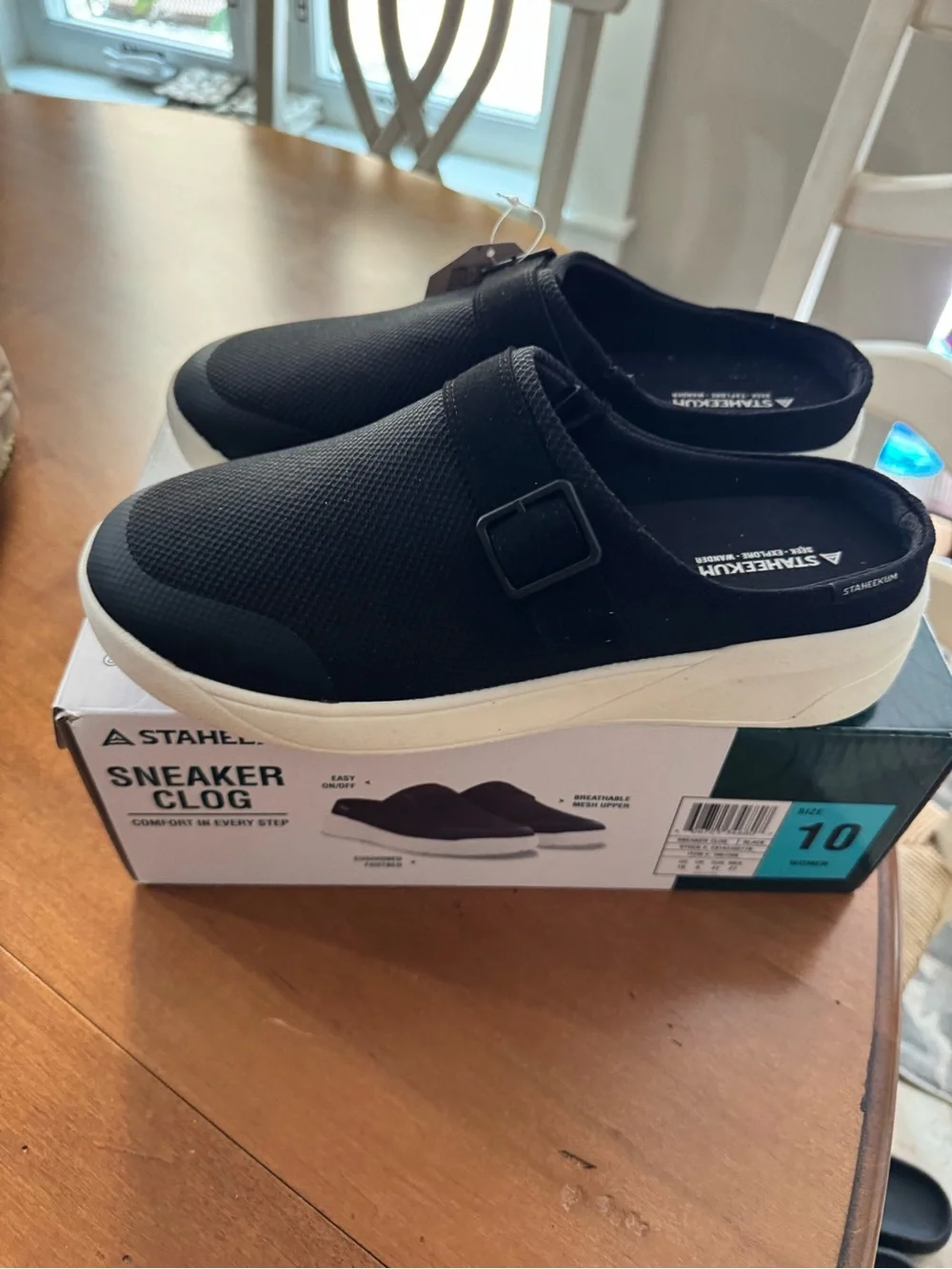 Black Sneaker Clog - Comfortable Slip-On size 10